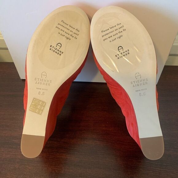 Etienne Aigner desire platform soft suede leather wedge sandal💥 size 9,5 - Picture 5 of 11